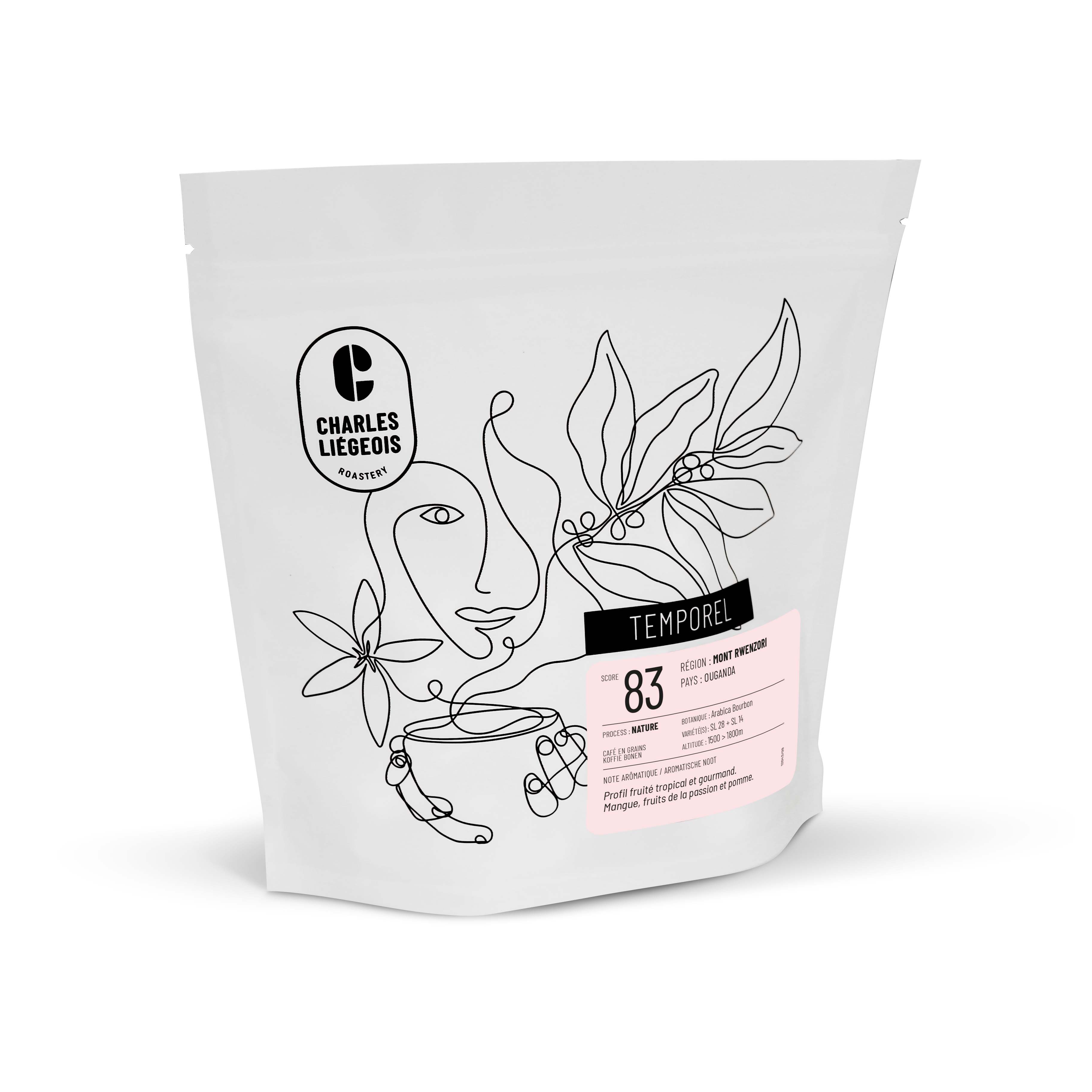 Temporel - Mont-Rwenzori Temporal pack, range of ephemeral coffee beans roasted in Battice, Liège