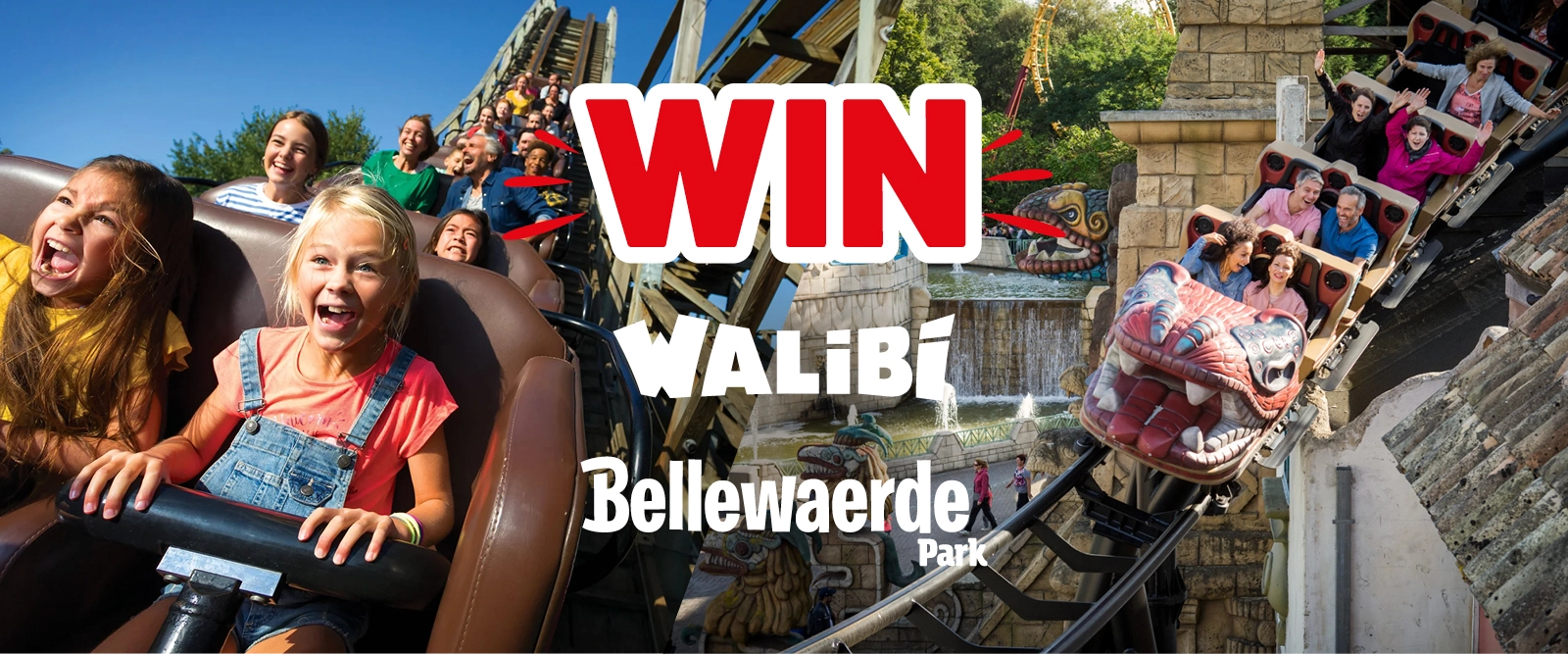 mensen die genieten van de attracties in Walibi Belgium en Bellewaerde Park