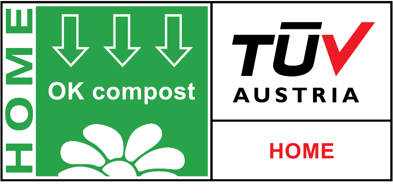 thuis composteerbaar logo gecertificeerd door TUV Austria