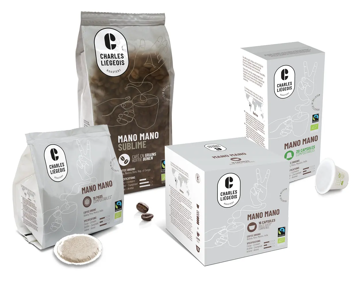 Mano Mano range, fair trade and organic coffee