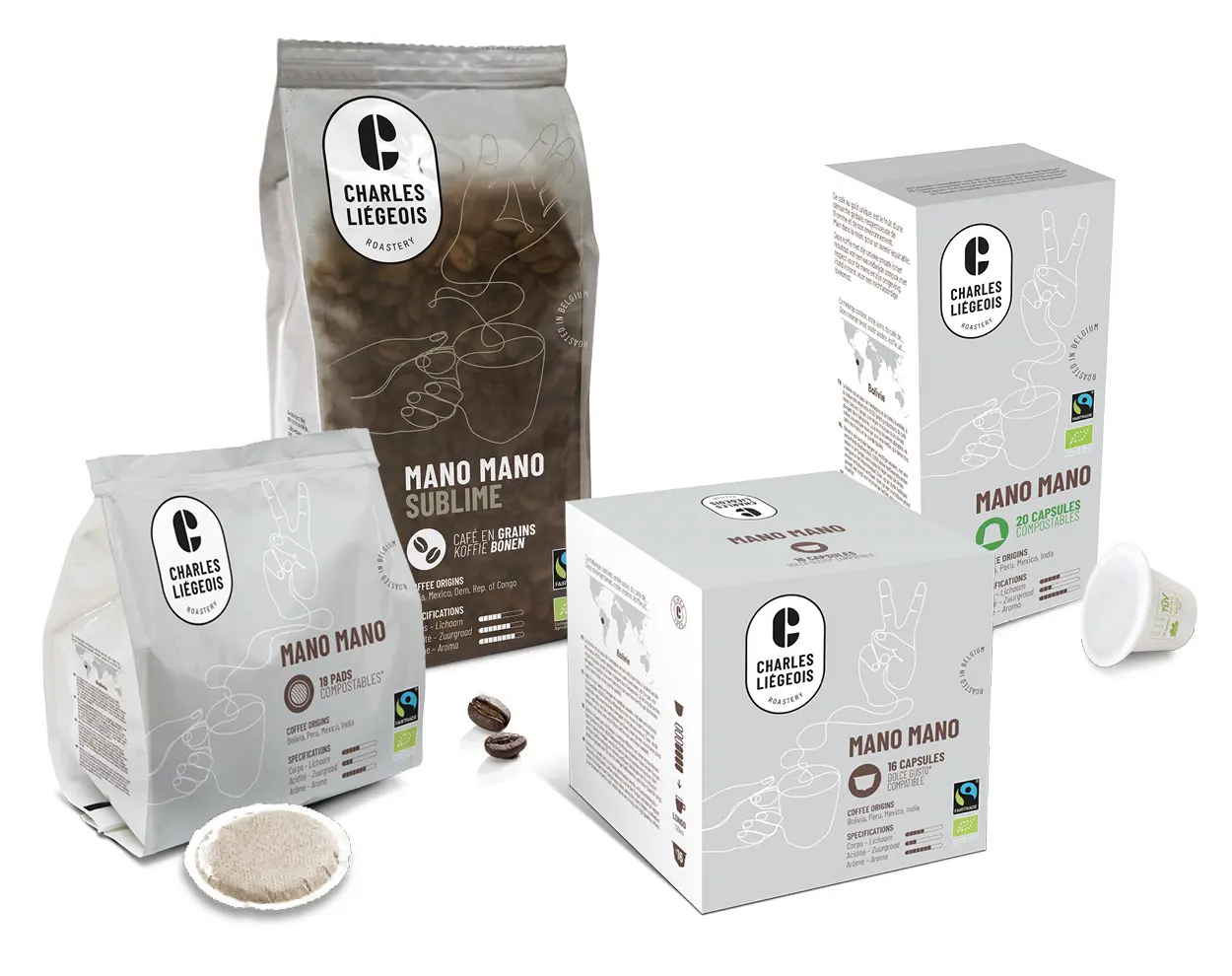 Mano Mano range, fair trade and organic coffee Mano Mano range, fair trade and organic coffee