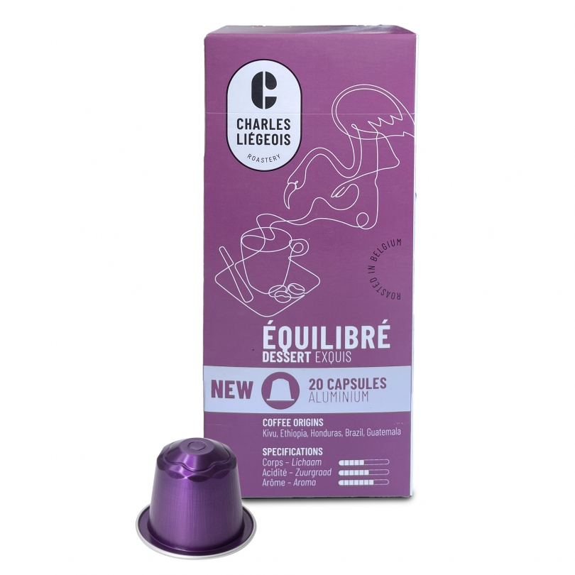 Boîte de 20 capsules Charles Liégeois Équilibré, compatibles avec les machines Nespresso®.