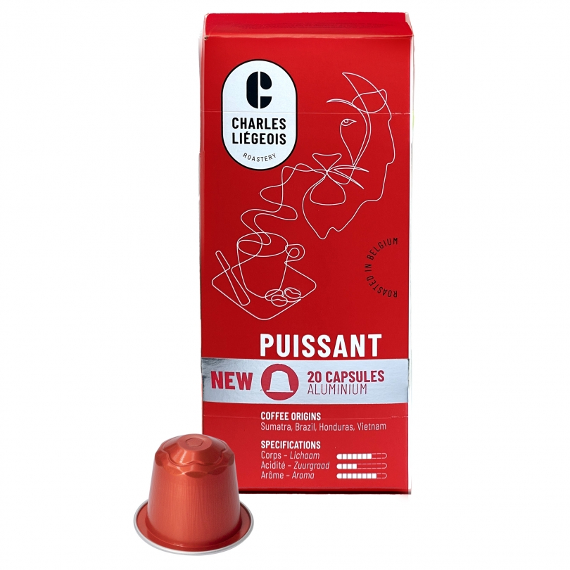 Capsules de café Puissant compatibles Nespresso® par Charles Liégeois – Paquet de 20
