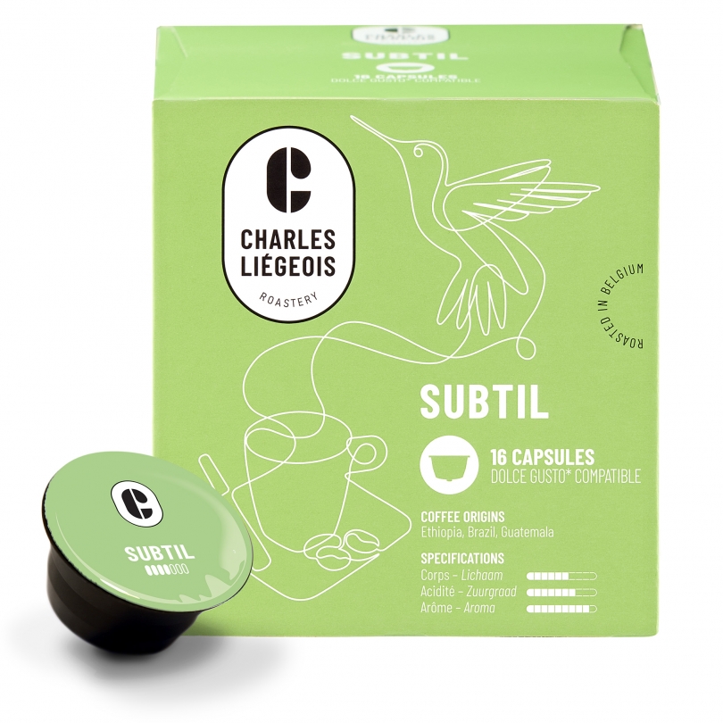 Capsules de café Subtil compatibles Dolce Gusto de Charles Liégeois – Boîte de 16