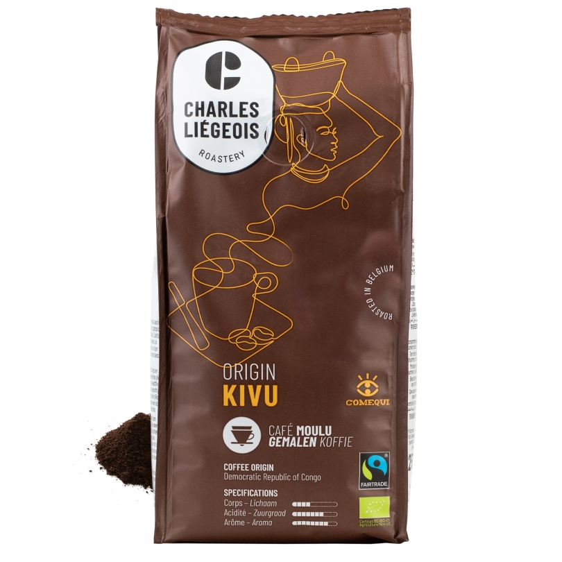 Paquet de café moulu bio et Fairtrade Kivu de Charles Liégeois – 250g