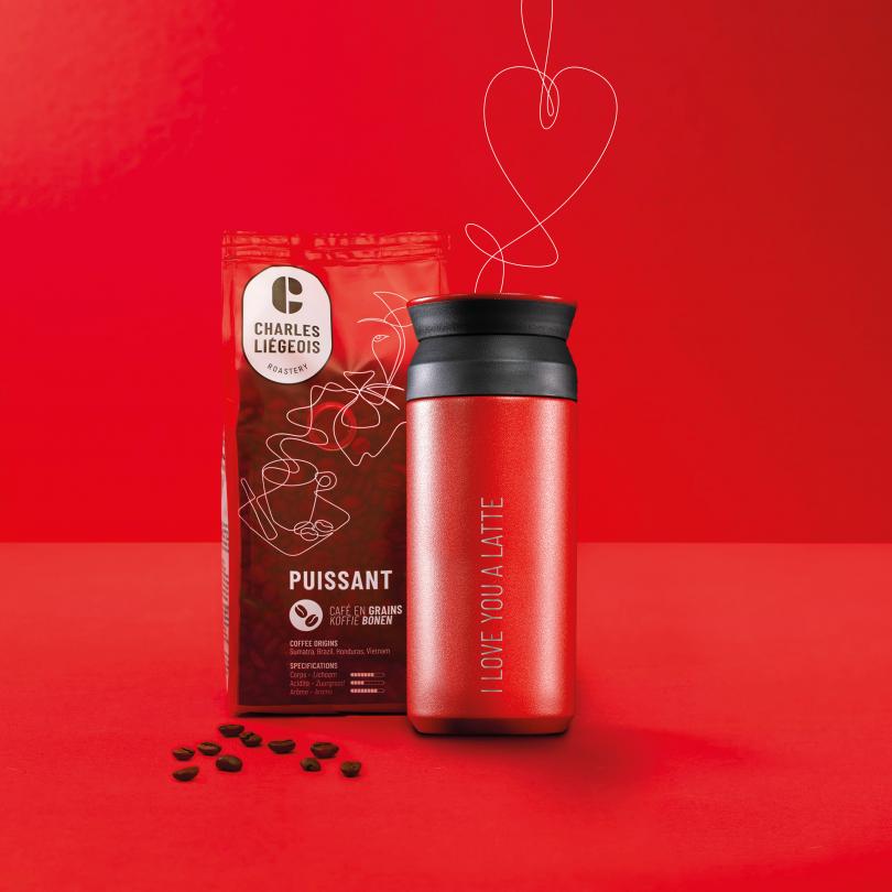 Pack Saint Valentin, café puissant et thermos gravé